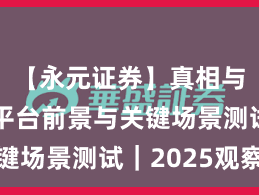【永元证券】真相与误区：平台前景与关键场景测试｜2025观察